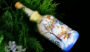 Decoupage Tutorial - Christmas Themed Bottle