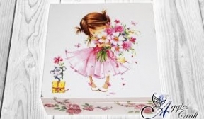 Decoupage with napkins on wooden box - Little princess