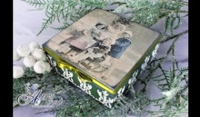 Christmas themed wooden box with children
