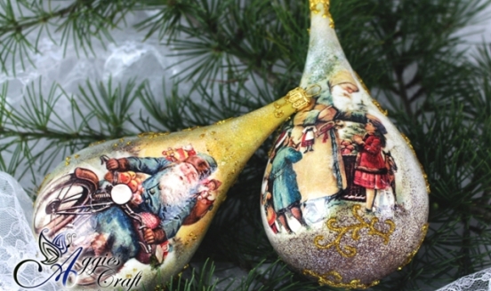 Decoupage Tutorial - Christmas Tear Drop Baubles - DIY Tutorial