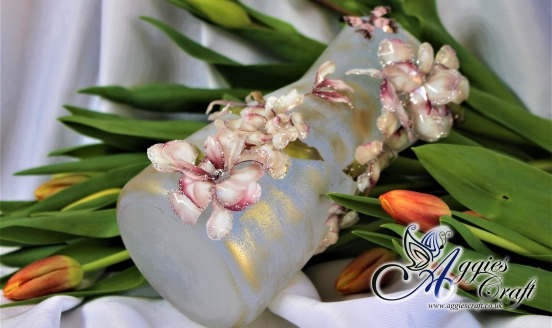 Frosty Glass Vase with Sospeso Flowers